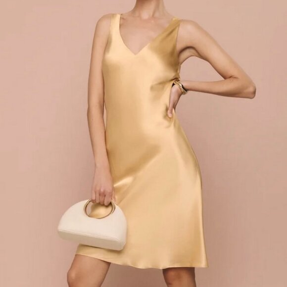 NWT Reformation Lila Silk Dress in White Peach Size M